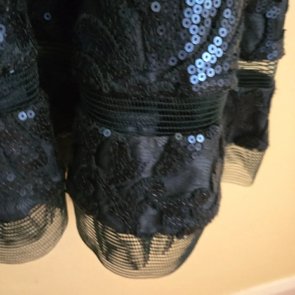 Tadashi Shoji Teal Sequined Fit & Flare Designer Cocktail Dress Size 8